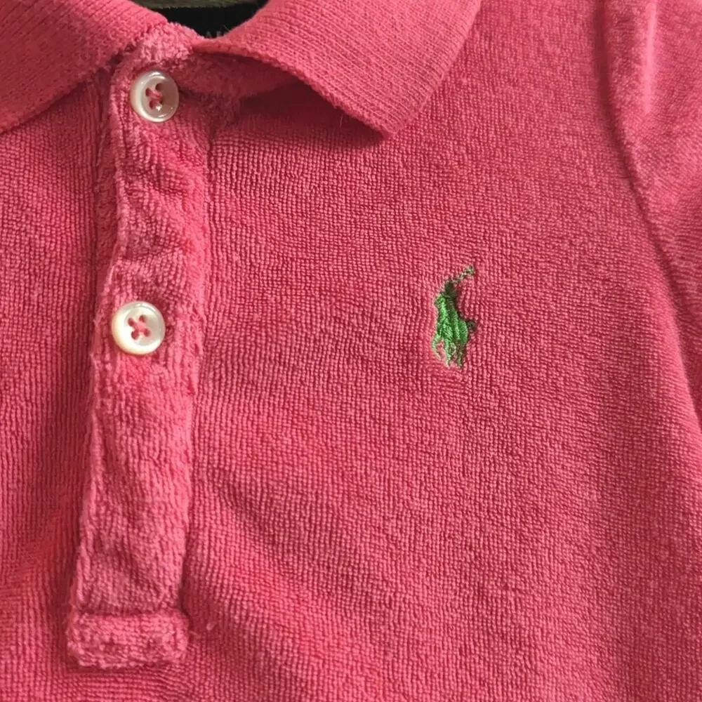 Vtg Ralph Lauren Pink Terry Dress Baby Girls 6-12m Salmon Preppy Beach